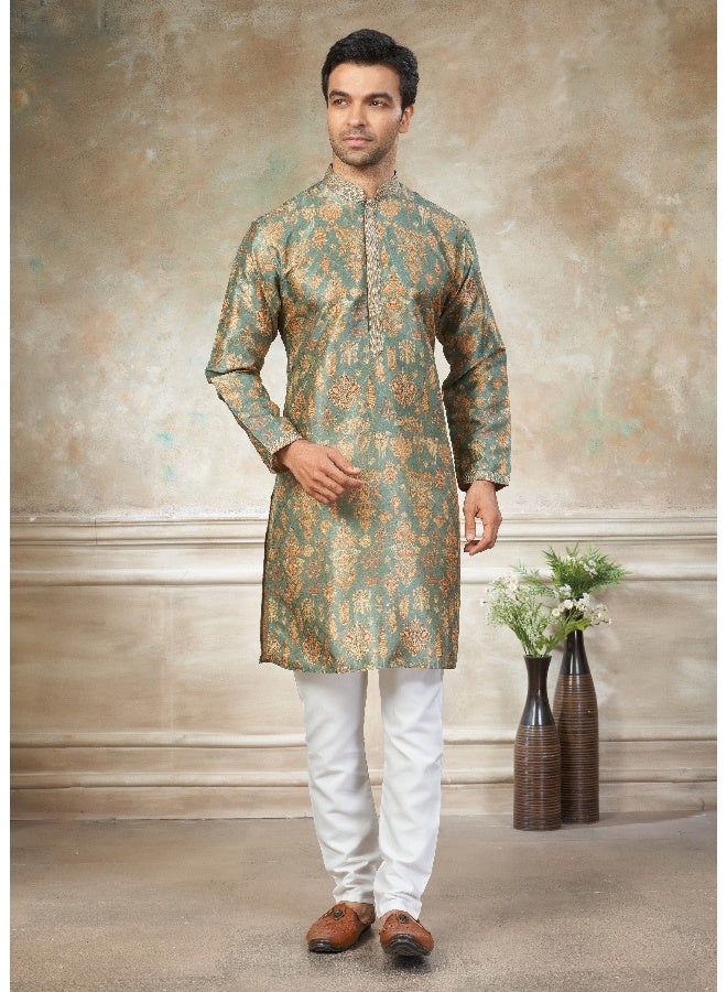 OUTLUK Premium Silk Kurta in Blue for Men - Image 1